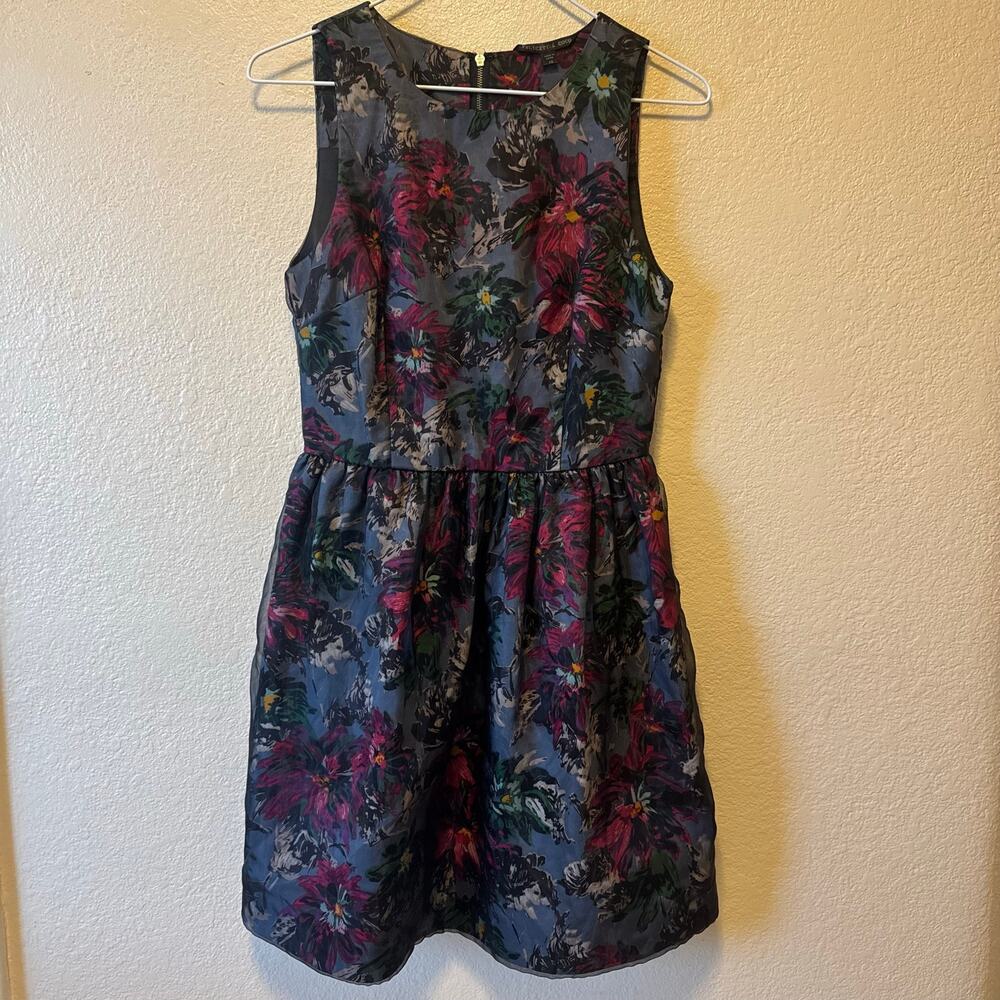 Felicity & Coco Nordstrom Blue Floral Fit & Flare Dress XS